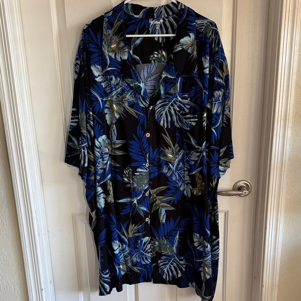 NEW KS Island 4 XL Tall Tropical Print Button-Up Hawaiian Shirt
